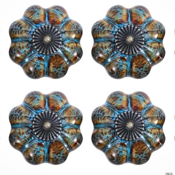 Other - Drawer Pulls Handles Pumpkin Shaped Glazed Ceramic set of 10 NEW w Hardware
